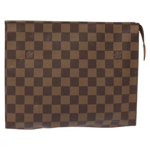 LOUIS VUITTON Damier Ebene Poche Toilette 26 Pouch N47543 LV Auth 113197 - Picture 1 of 15